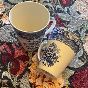 Spode Blue Room Collection. Blue and Cream Floral Mugs. Byron Groups. Botanical